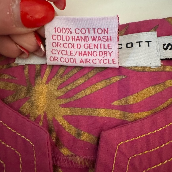 Gretchen Scott Designs Starburst Vneck Sleeveless Dress Pink Gold Size Small - Picture 9 of 12